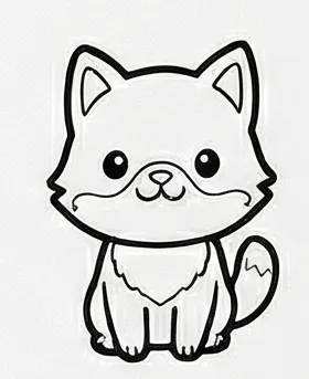 a white cat with black outlines on it.webp